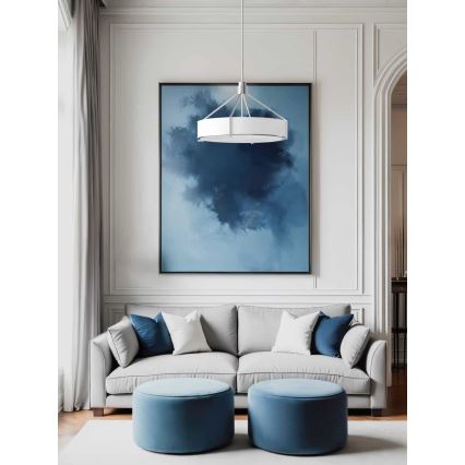 Open Design OR85624 - Lustr na tyči DORETTO 4xE27/15W/230V pr. 50 cm matný chrom/bílá