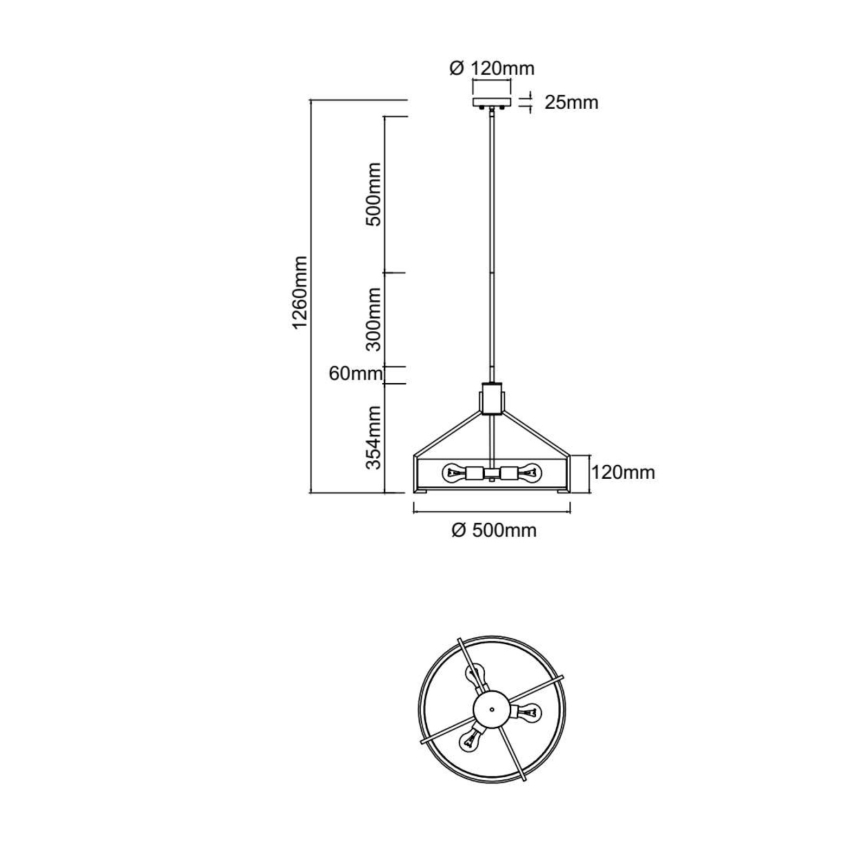 Open Design OR85624 - Lustr na tyči DORETTO 4xE27/15W/230V pr. 50 cm matný chrom/bílá