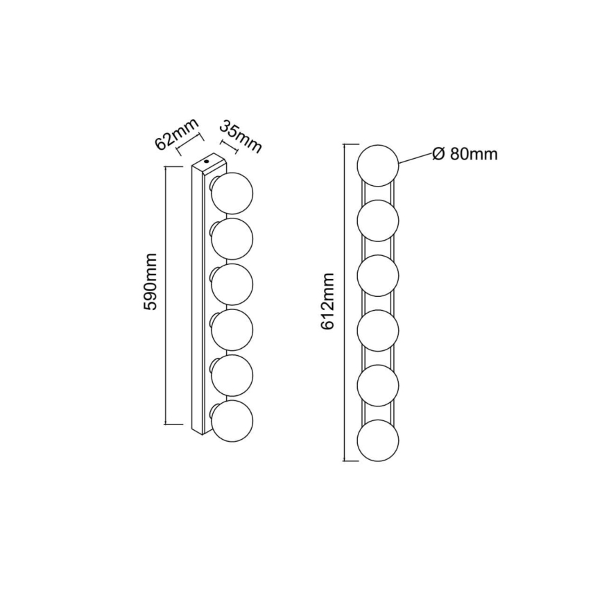 Open Design OR85693 - Koupelnové nástěnné svítidlo MERINO 6xG9/8W/230V 61 cm IP44 lesklý chrom