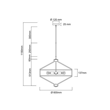 Open Design OR85839 - Lustr na tyči ZUNDO 4xE27/15W/230V mosaz/bílá