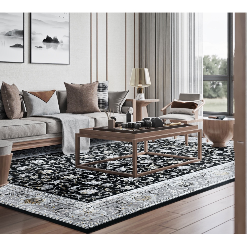 Orientální koberec GRECE 120x170 cm 2150 g/m2 černá/šedá/bílá