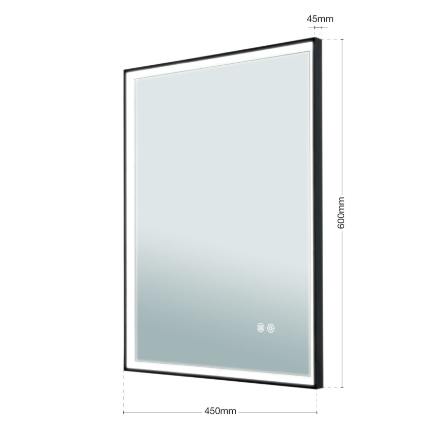 LED Koupelnové vyhřívané nástěnné zrcadlo s podsvícením FRAME LED/48W/230V 3000/4000/6000K 60x45 cm IP44