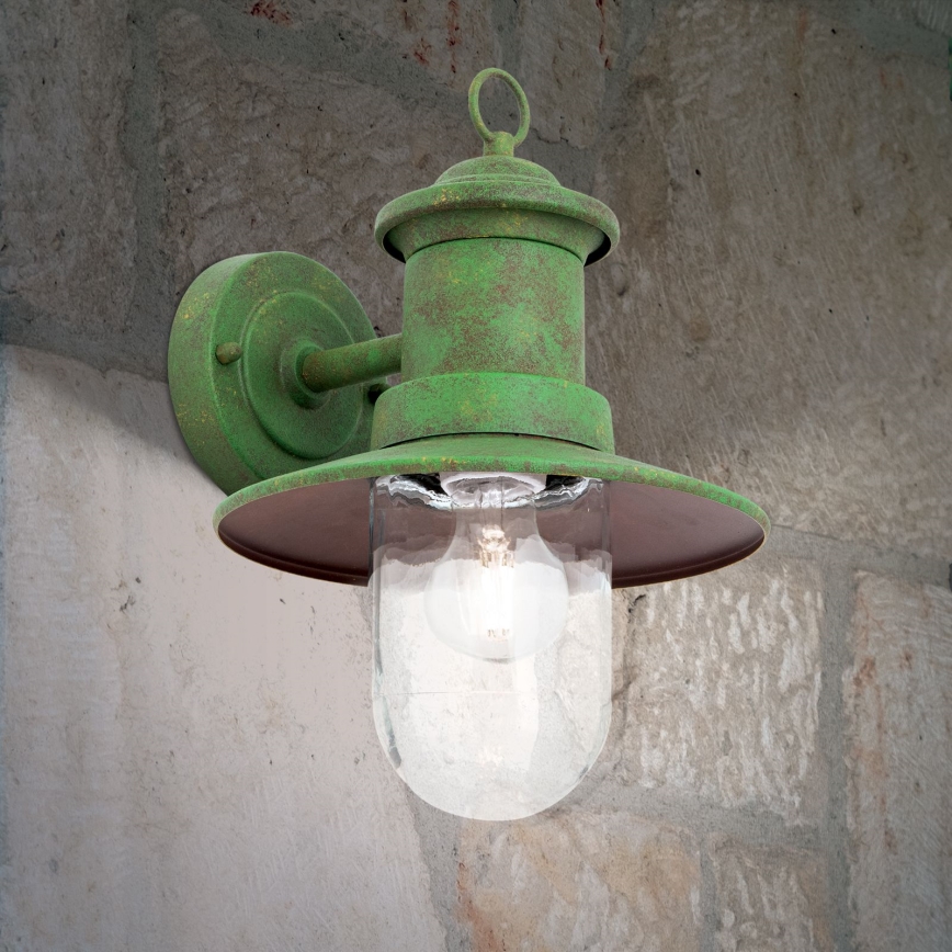 Venkovní nástěnná lampa LEONIE 1xE27/60W/230V IP44 zelená