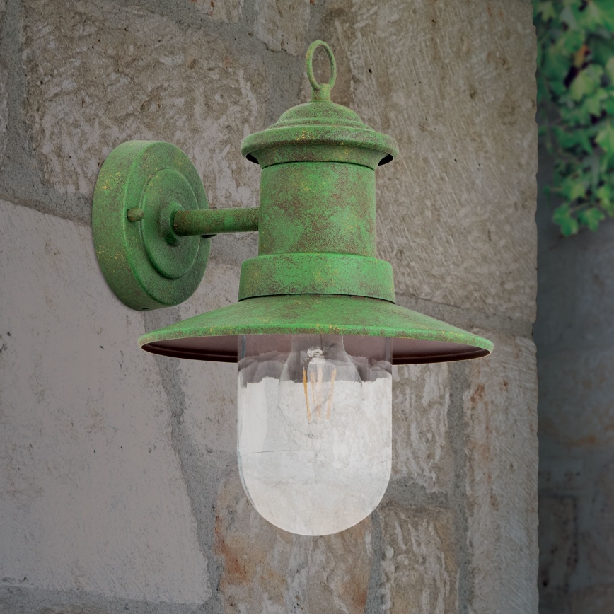 Venkovní nástěnná lampa LEONIE 1xE27/60W/230V IP44 zelená
