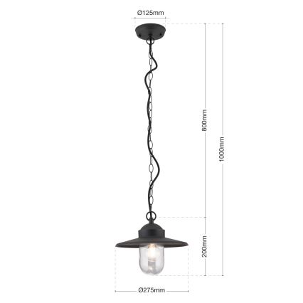 Venkovní závěsné svítidlo EDWARD 1xE27/60W/230V IP44 antracit
