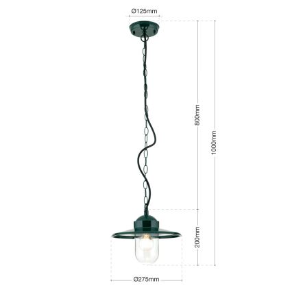 Venkovní závěsné svítidlo EDWARD 1xE27/60W/230V IP44 zelená