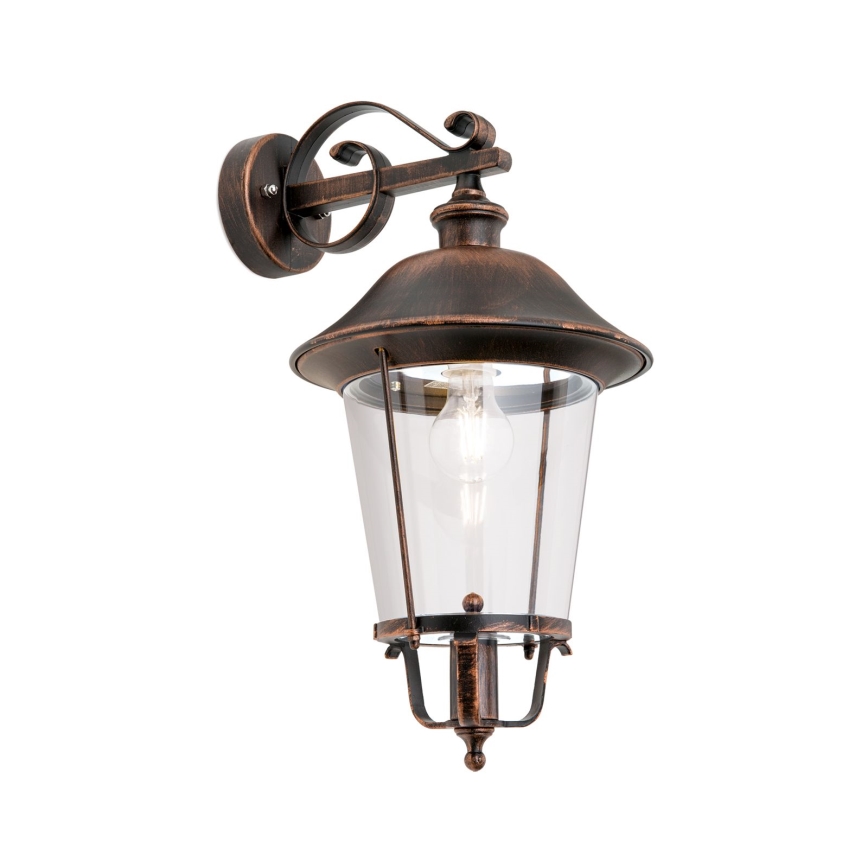 Venkovní nástěnná lampa KENZO 1xE27/100W/230V IP44 bronz/patina