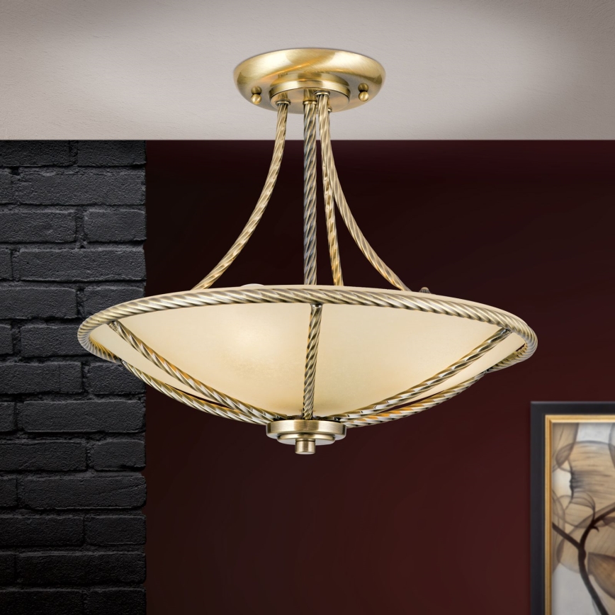 Lustr na tyči MAURO 3xE27/60W/230V pr. 42 cm bronz