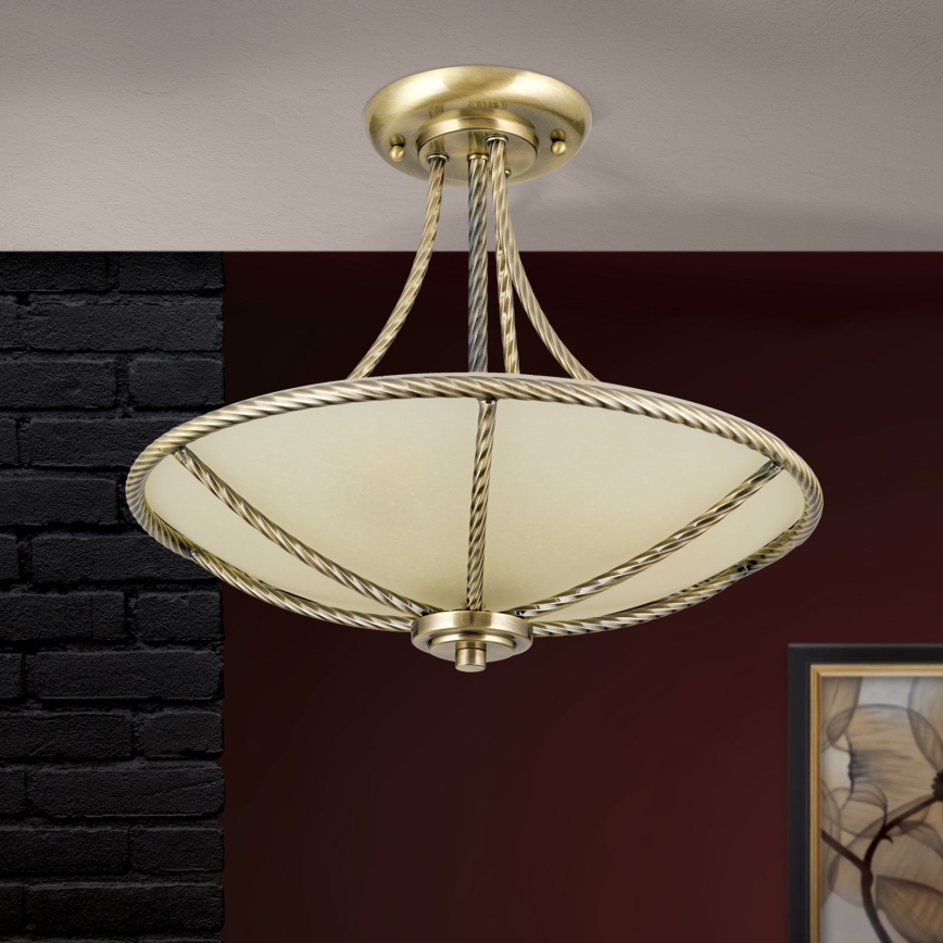 Lustr na tyči MAURO 3xE27/60W/230V pr. 42 cm bronz