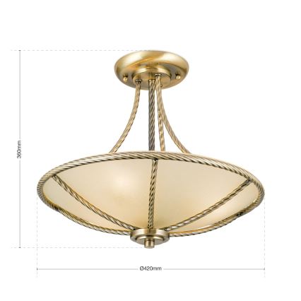 Lustr na tyči MAURO 3xE27/60W/230V pr. 42 cm bronz