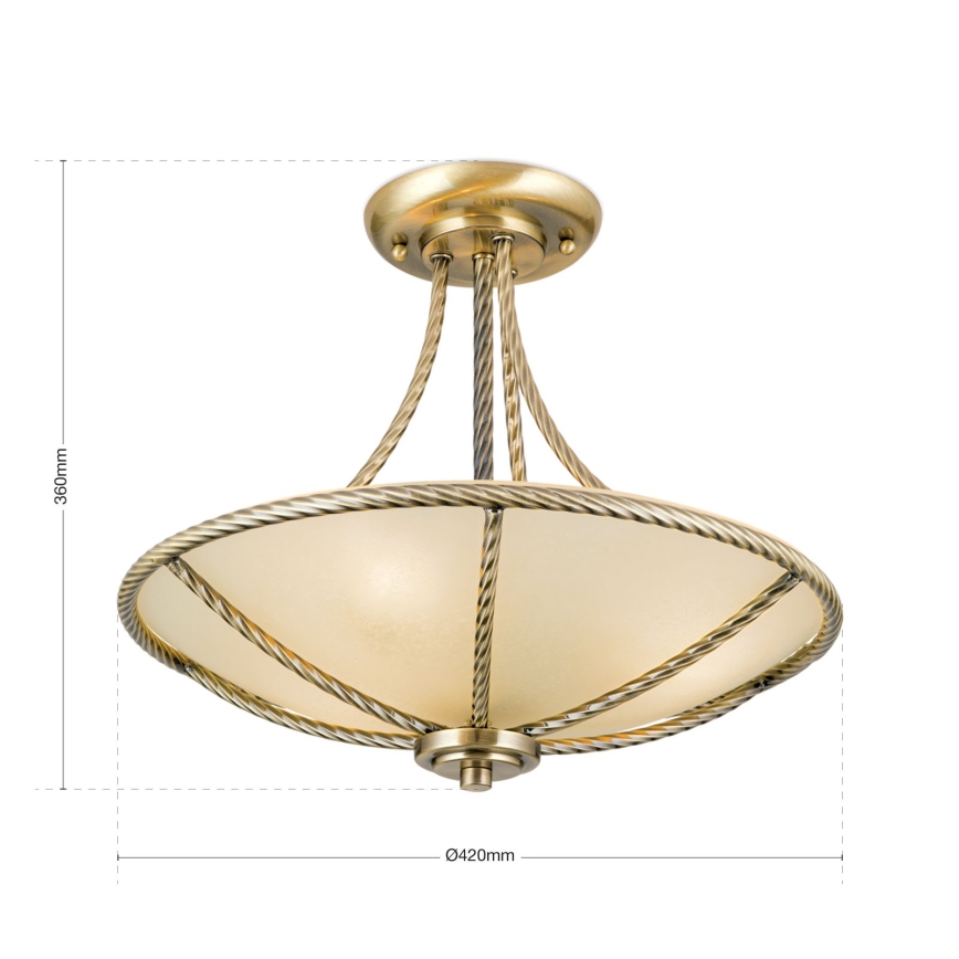Lustr na tyči MAURO 3xE27/60W/230V pr. 42 cm bronz