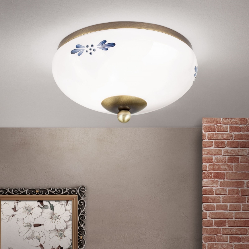 Stropní svítidlo LANDHAUS 1xE27/60W/230V pr. 21 cm bronz/bílá