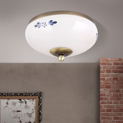 Stropní svítidlo LANDHAUS 1xE27/60W/230V pr. 21 cm bronz/bílá