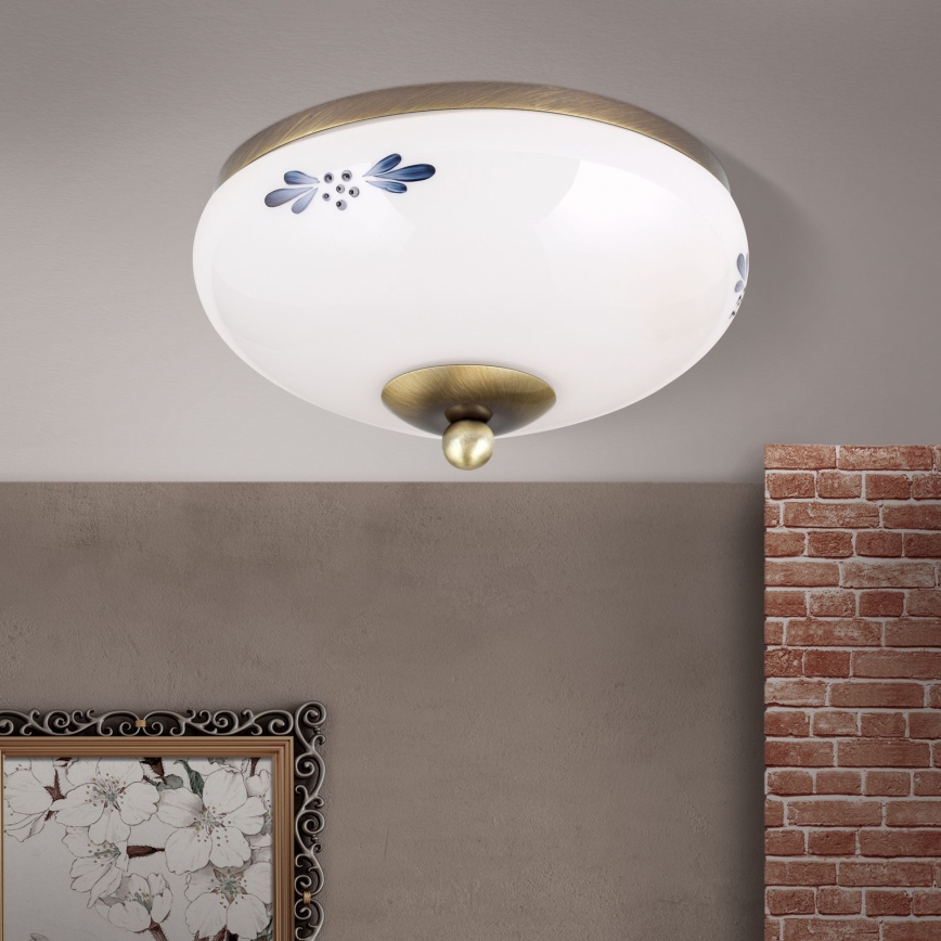 Stropní svítidlo LANDHAUS 1xE27/60W/230V pr. 21 cm bronz/bílá