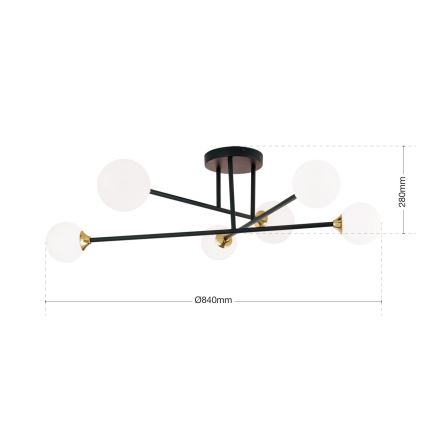 Přisazený lustr SNOWWHITE 6xG9/20W/230V pr. 84 cm černá/zlatá