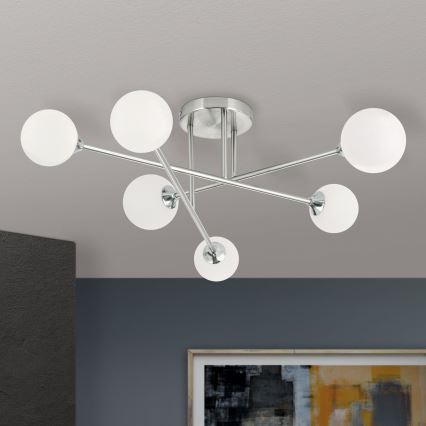 Přisazený lustr SNOWWHITE 6xG9/20W/230V pr. 84 cm matný chrom