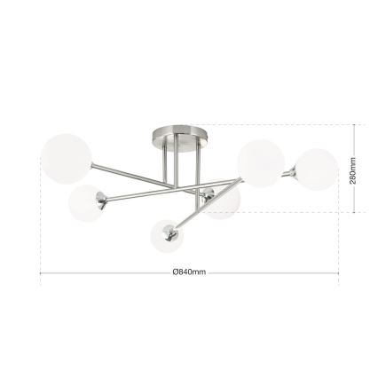 Přisazený lustr SNOWWHITE 6xG9/20W/230V pr. 84 cm matný chrom