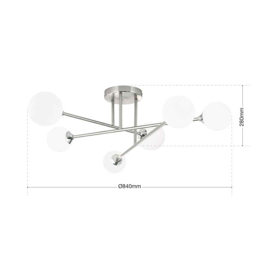 Přisazený lustr SNOWWHITE 6xG9/20W/230V pr. 84 cm matný chrom