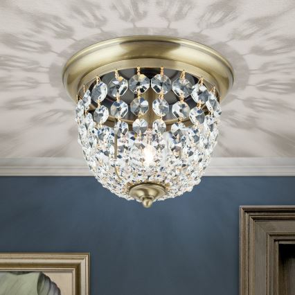 Křišťálové stropní svítidlo PLAFOND 1xE27/40W/230V pr. 26 cm bronz