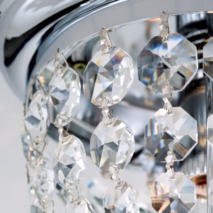 Křišťálové stropní svítidlo PLAFOND 1xE27/40W/230V pr. 26 cm lesklý chrom