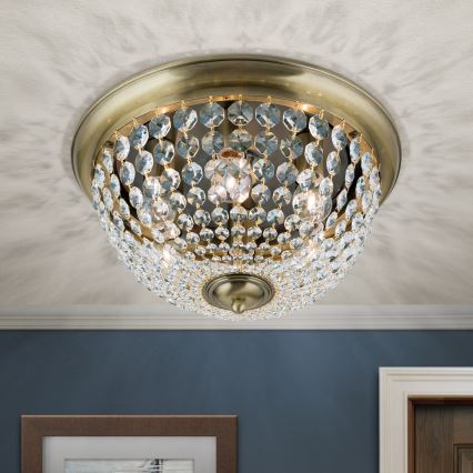 Křišťálové stropní svítidlo PLAFOND 6xE27/40W/230V pr. 47 cm bronz