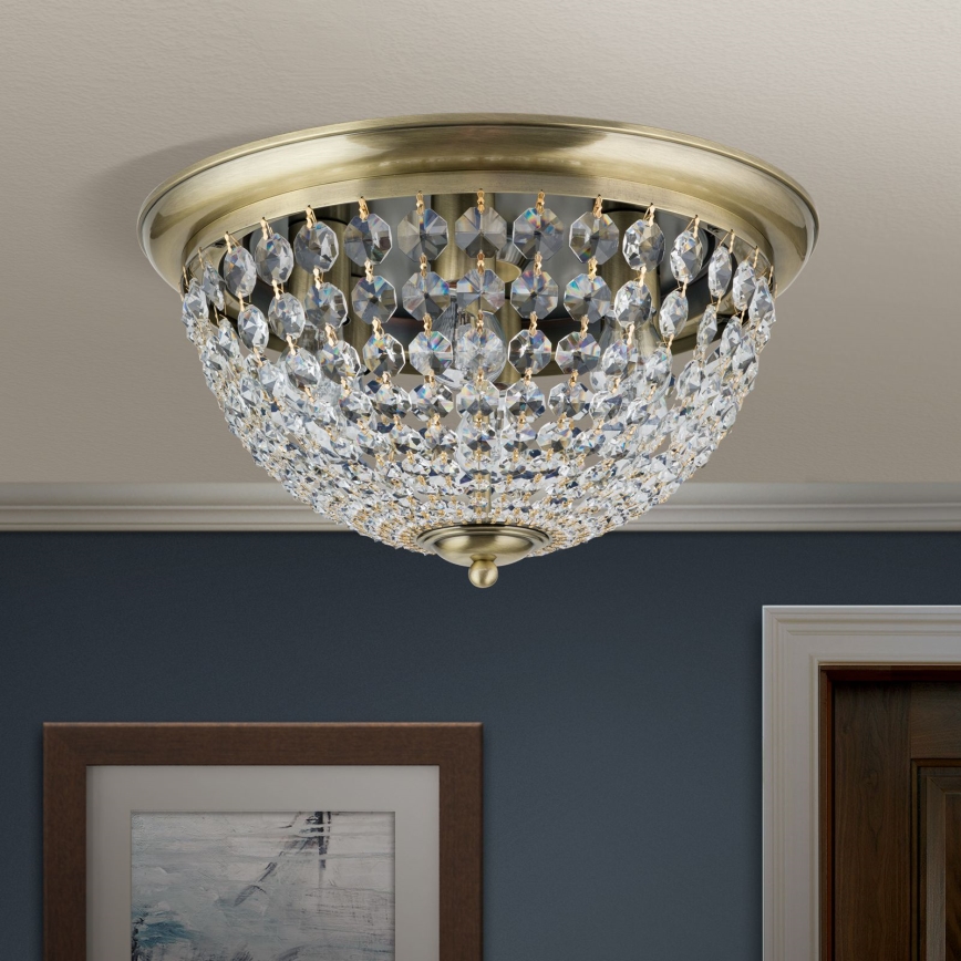 Křišťálové stropní svítidlo PLAFOND 6xE27/40W/230V pr. 47 cm bronz