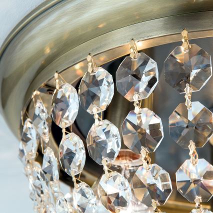 Křišťálové stropní svítidlo PLAFOND 6xE27/40W/230V pr. 47 cm bronz