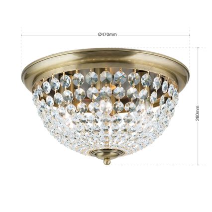 Křišťálové stropní svítidlo PLAFOND 6xE27/40W/230V pr. 47 cm bronz