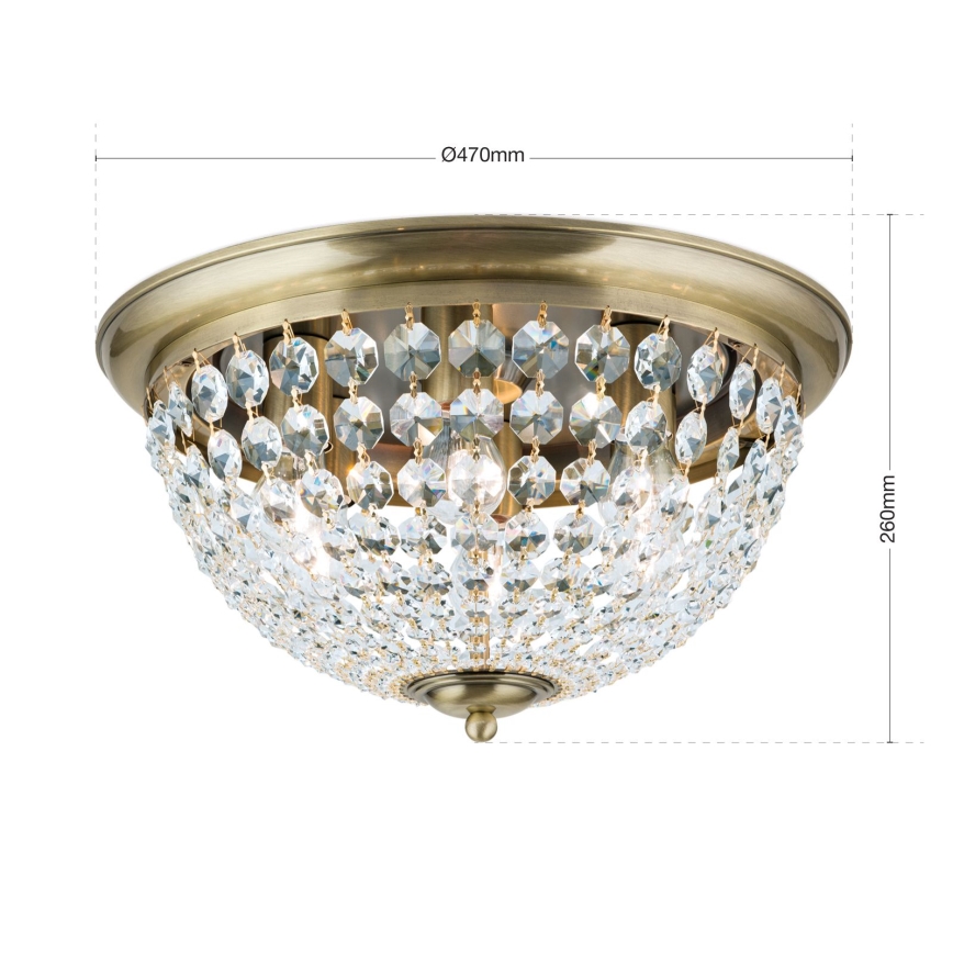 Křišťálové stropní svítidlo PLAFOND 6xE27/40W/230V pr. 47 cm bronz