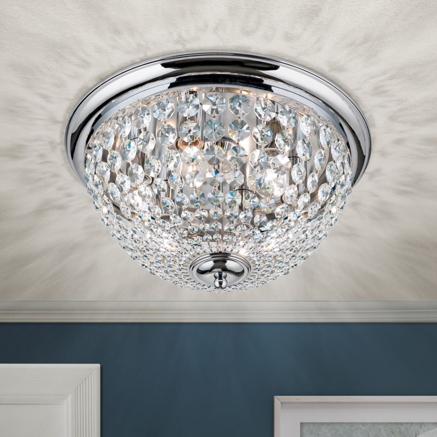 Křišťálové stropní svítidlo PLAFOND 6xE27/40W/230V pr. 47 cm lesklý chrom