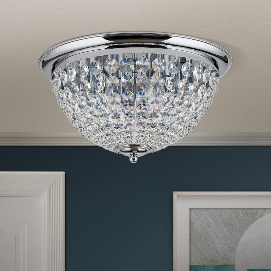 Křišťálové stropní svítidlo PLAFOND 6xE27/40W/230V pr. 47 cm lesklý chrom