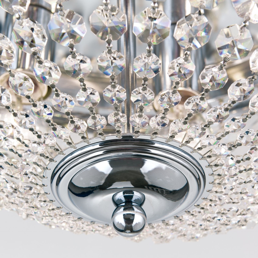 Křišťálové stropní svítidlo PLAFOND 6xE27/40W/230V pr. 47 cm lesklý chrom