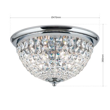 Křišťálové stropní svítidlo PLAFOND 6xE27/40W/230V pr. 47 cm lesklý chrom