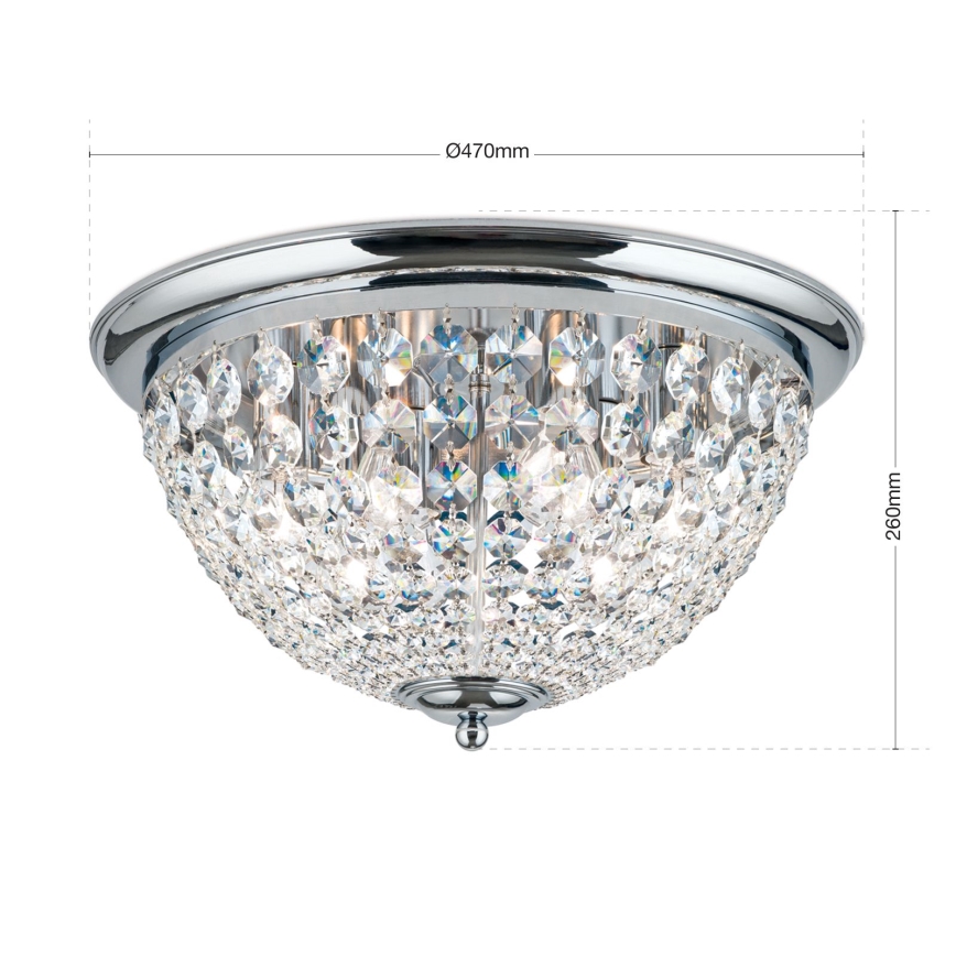 Křišťálové stropní svítidlo PLAFOND 6xE27/40W/230V pr. 47 cm lesklý chrom