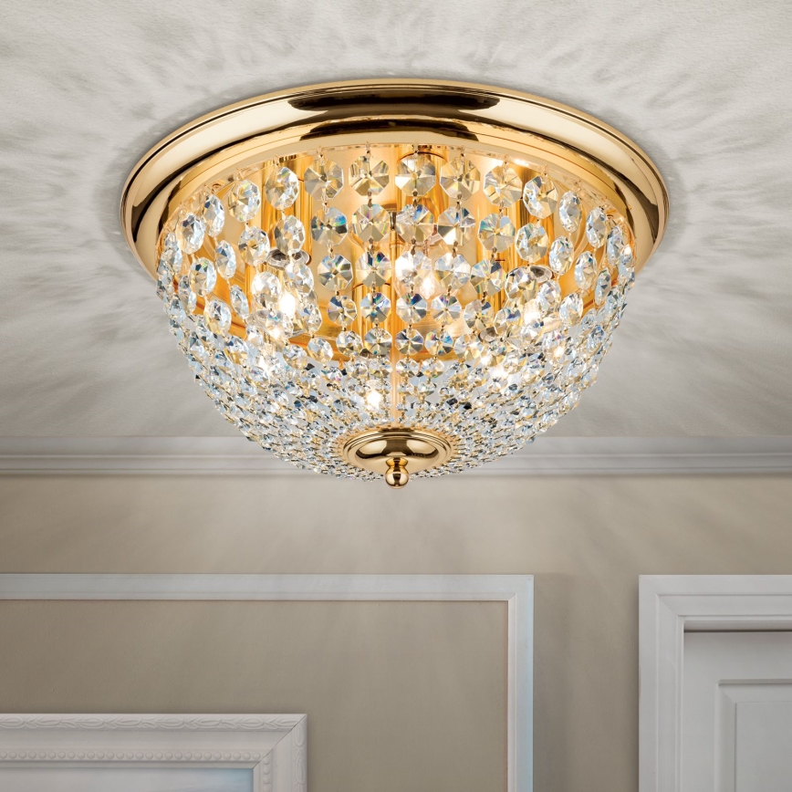 Křišťálové stropní svítidlo PLAFOND 6xE27/40W/230V pr. 47 cm zlatá