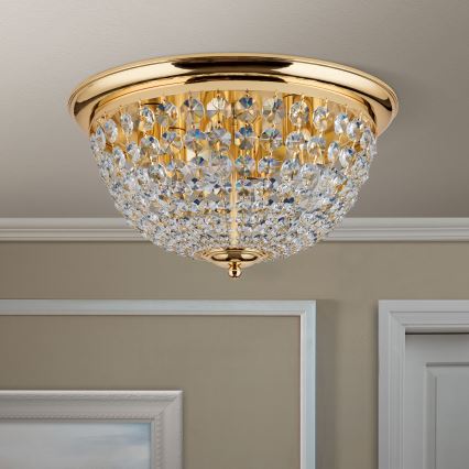 Křišťálové stropní svítidlo PLAFOND 6xE27/40W/230V pr. 47 cm zlatá