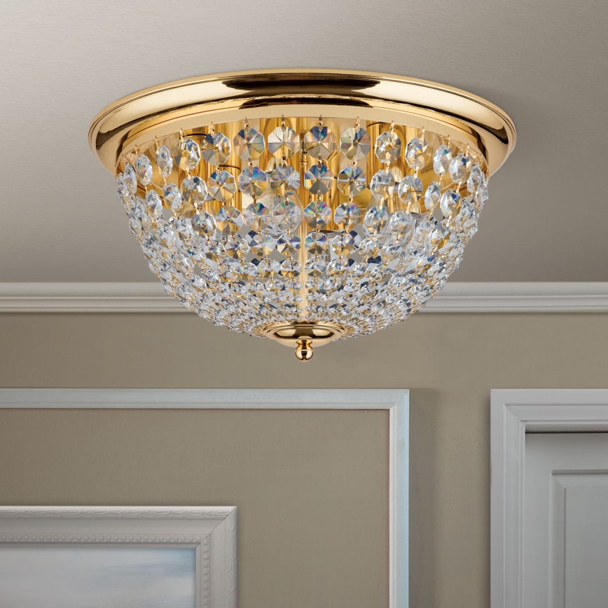 Křišťálové stropní svítidlo PLAFOND 6xE27/40W/230V pr. 47 cm zlatá