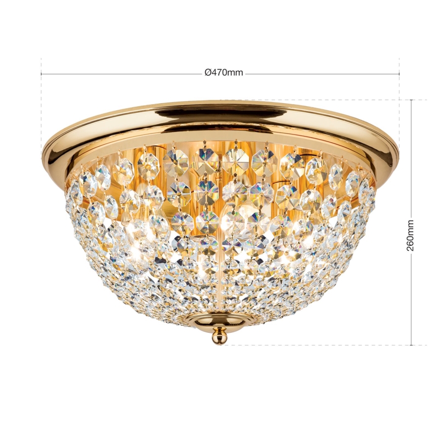 Křišťálové stropní svítidlo PLAFOND 6xE27/40W/230V pr. 47 cm zlatá