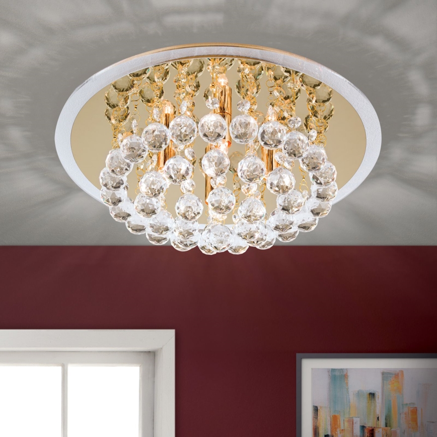 Křišťálové stropní svítidlo GLORIA 4xG9/40W/230V pr. 38 cm zlatá