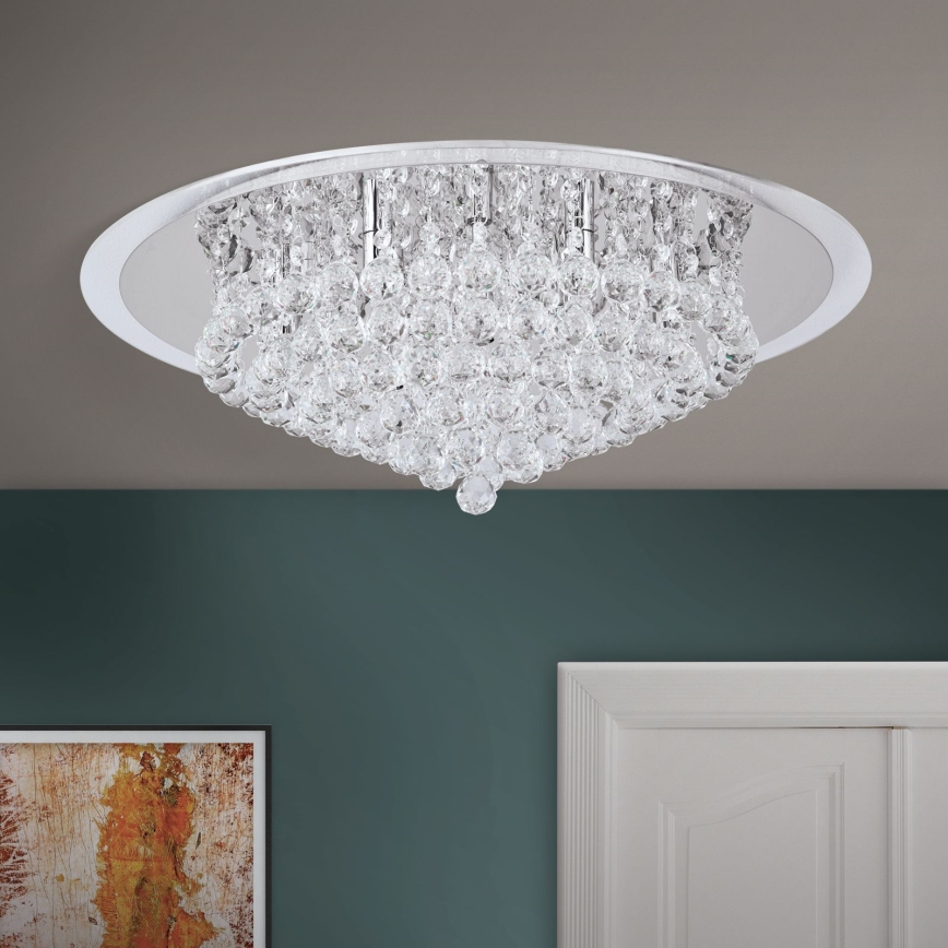 Křišťálové stropní svítidlo GLORIA 9xG9/40W/230V pr. 62 cm čirá/lesklý chrom