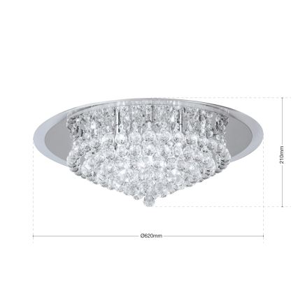 Křišťálové stropní svítidlo GLORIA 9xG9/40W/230V pr. 62 cm čirá/lesklý chrom