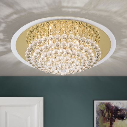 Křišťálové stropní svítidlo GLORIA 9xG9/40W/230V pr. 62 cm zlatá