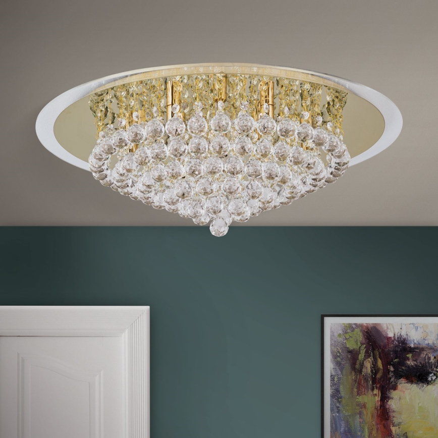 Křišťálové stropní svítidlo GLORIA 9xG9/40W/230V pr. 62 cm zlatá