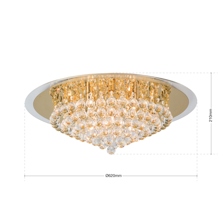 Křišťálové stropní svítidlo GLORIA 9xG9/40W/230V pr. 62 cm zlatá