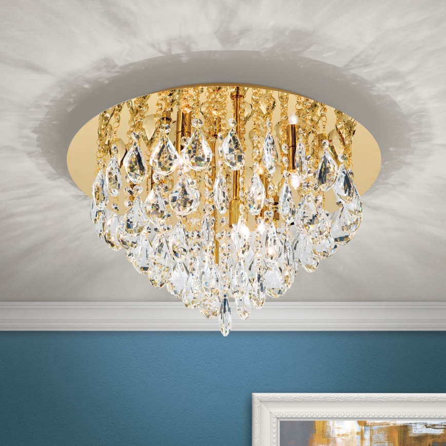 Křišťálové stropní svítidlo CELESTE 6xG9/40W/230V pr. 45 cm zlatá