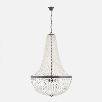 Křišťálový lustr na řetězu ARILA 6xE27/60W/230V pr. 60 cm hnědá/patina