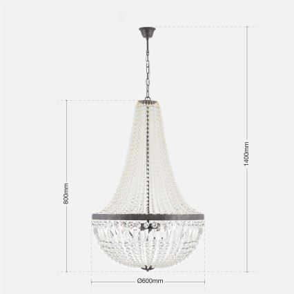 Křišťálový lustr na řetězu ARILA 6xE27/60W/230V pr. 60 cm hnědá/patina