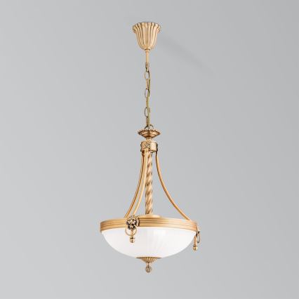 Lustr na řetězu ROCCA 3xE27/60W/230V pr. 32 cm bronz/bílá