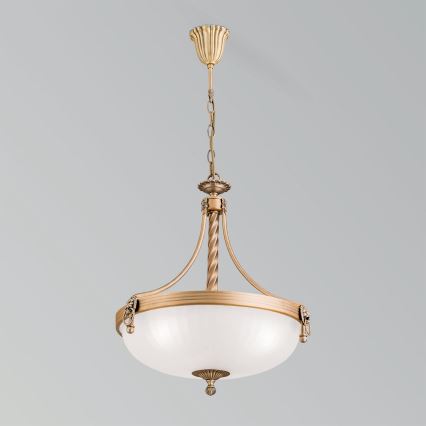Lustr na řetězu ROCCA 3xE27/60W/230V pr. 42 cm bronz/bílá