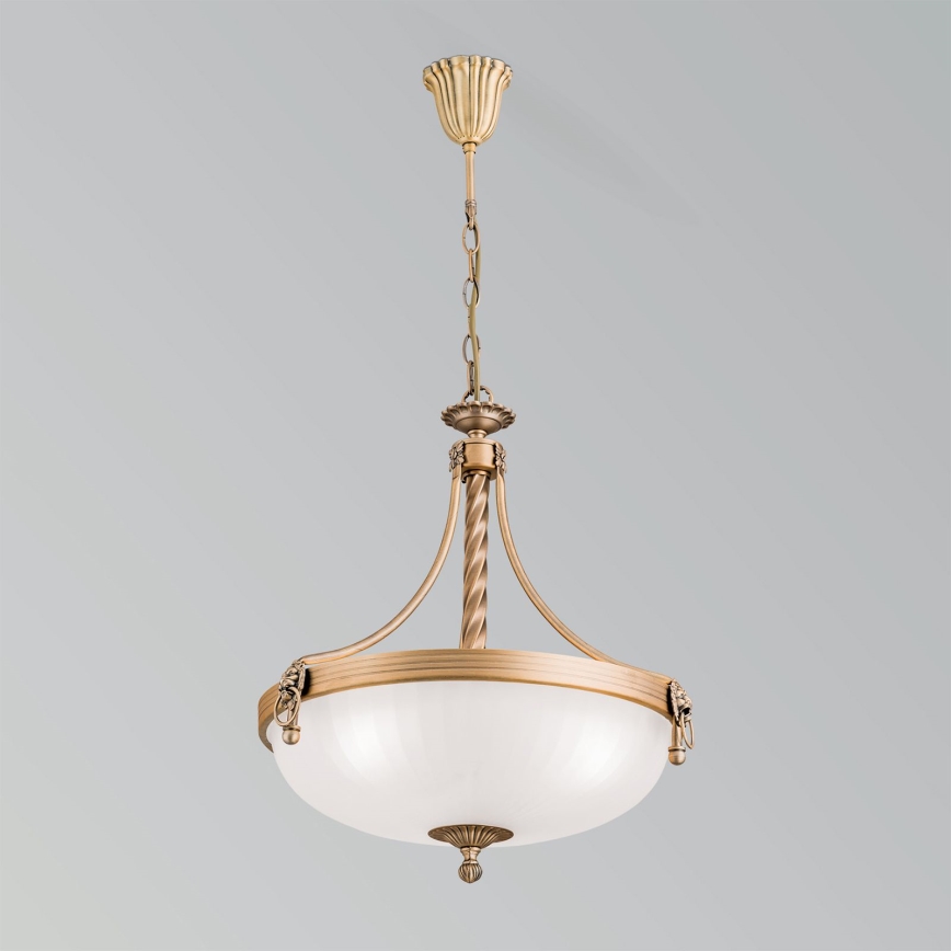 Lustr na řetězu ROCCA 3xE27/60W/230V pr. 42 cm bronz/bílá
